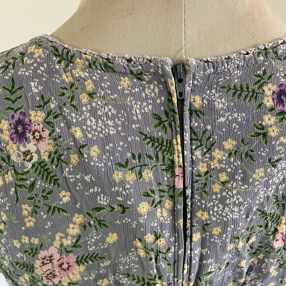 Vtg Blue Ditsy Floral Print Cottagecore Prairie Granny Maxi Dress Wmns M - Picture 9 of 12